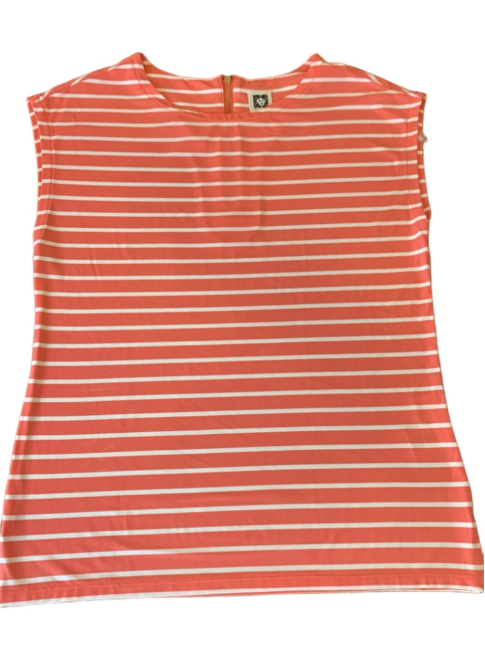 Anne Klein NWOT Top Medium Coral and White Stripes Sleeveless
